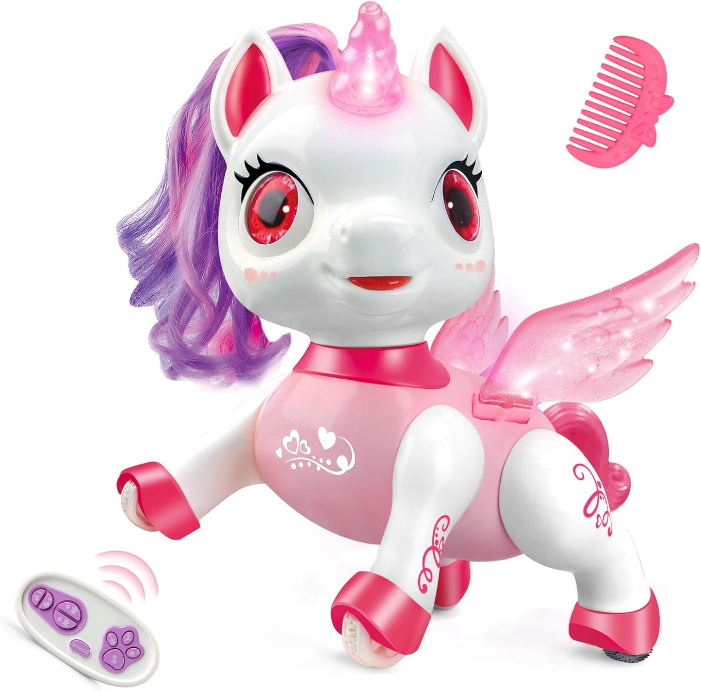 Unicorn Toys for Girls Age 4-6: Robot Pets for Kid Remote Control Robot Toy for Ages 5-7 Robot Toys for Kids 8-12 Birthday Gifts for 3 4 5 6 7 8 Year Old Girl, Pink