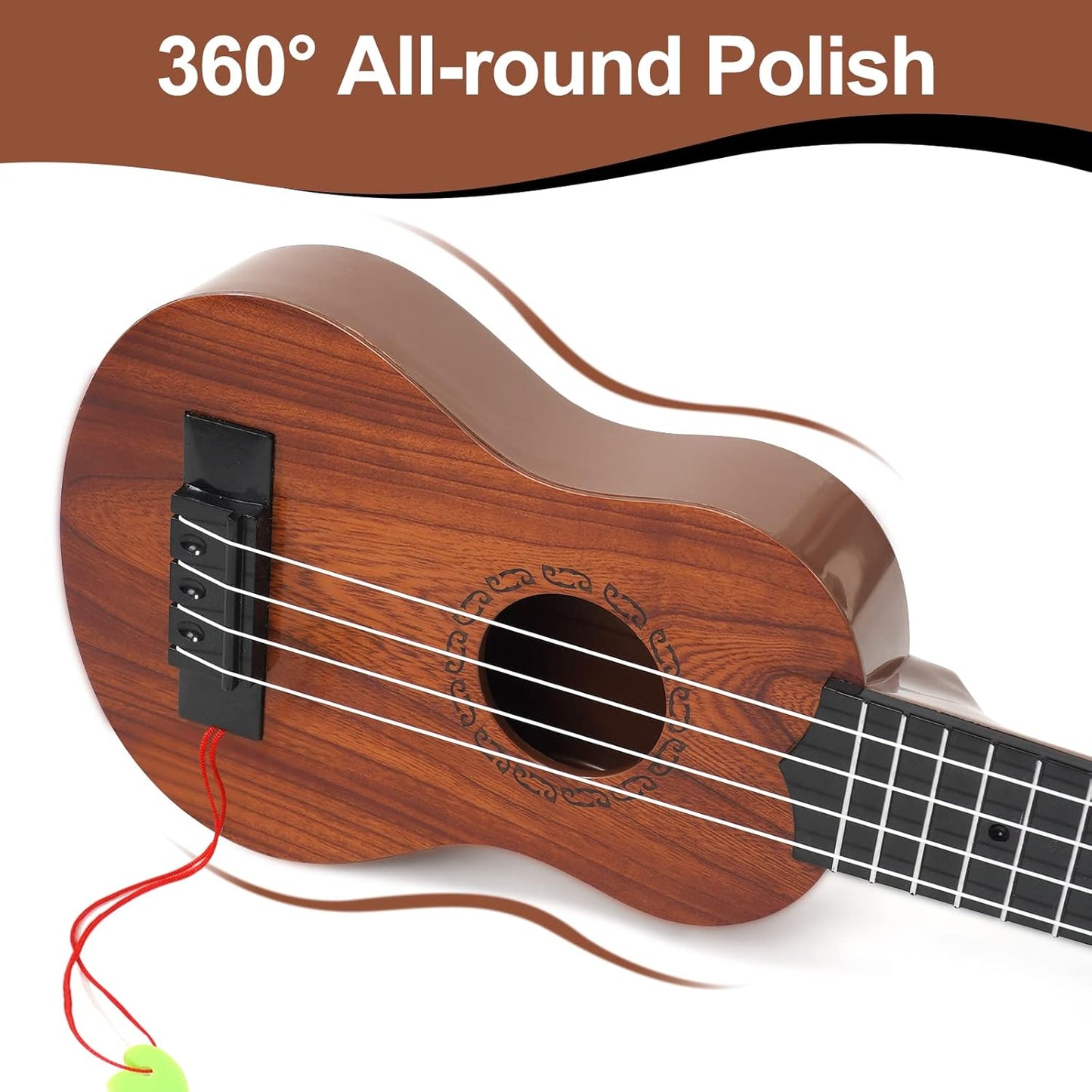 Raimy 17in Kids Ukulele Guitar - 4 Strings Mini Guitar Children Musical Instruments Educational Toys with Picks for Toddler Kids Boys Girls Beginner (Mahogany)