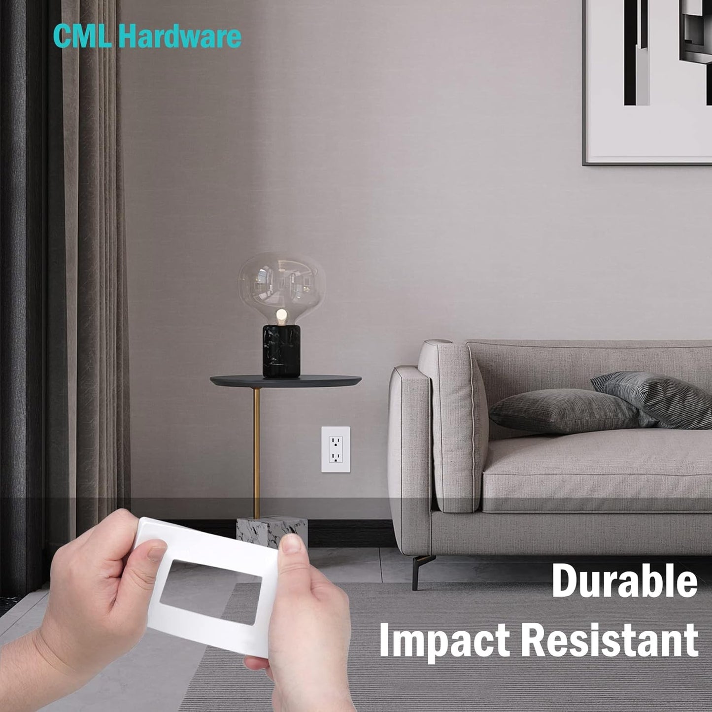 CML Screwless Wall Plates, 40 Pack Decorator Light Switch Covers, 1-Gang Decor Outlet Switch Plate, Standard Size 2.91”x4.68”, Impact Resistant, White