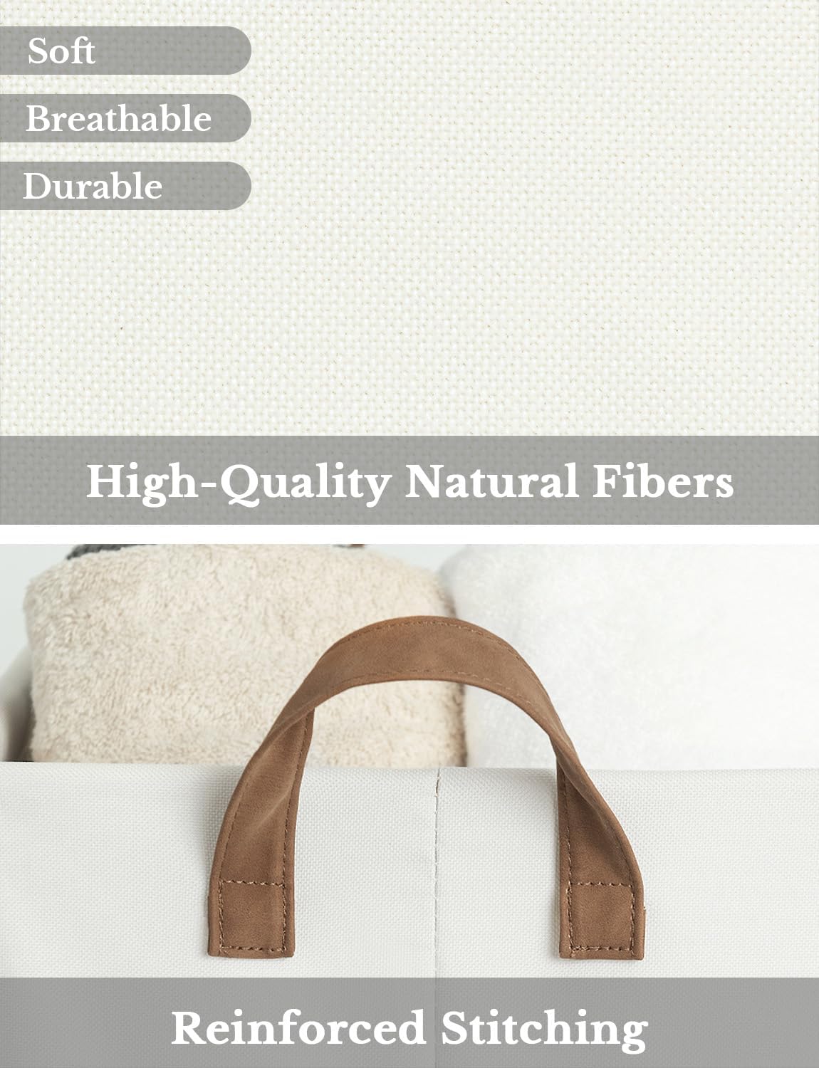 StorageWorks Storage Bins, Fabric Storage Bins for Shelves, Storage Baskets with Metal Frame, Closet Baskets and Bins with Handles, Beige, 2-Pack