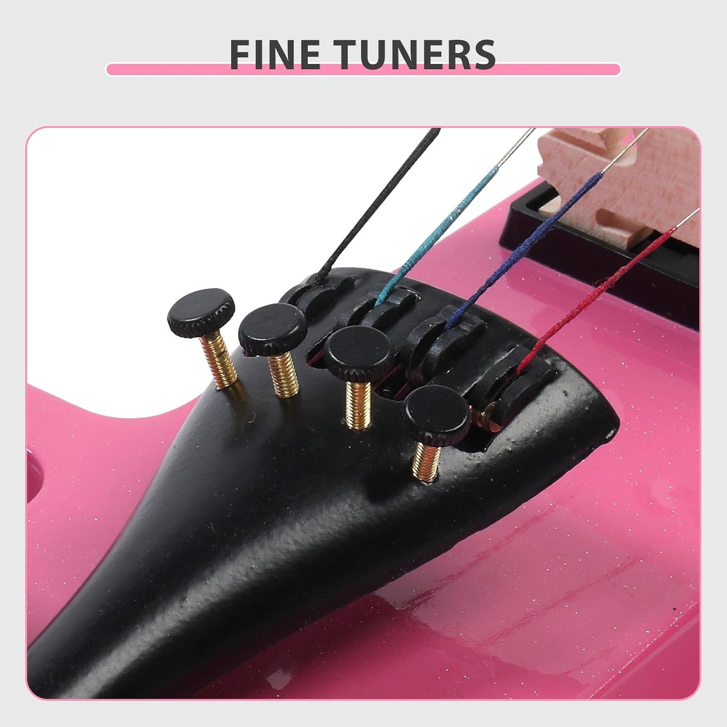 Electric Violin 4/4 Kit,Full Size Beginner Violin for Adults,Students,with Case,Bow, Rosin,Headphones,and Connecting Line,Pink