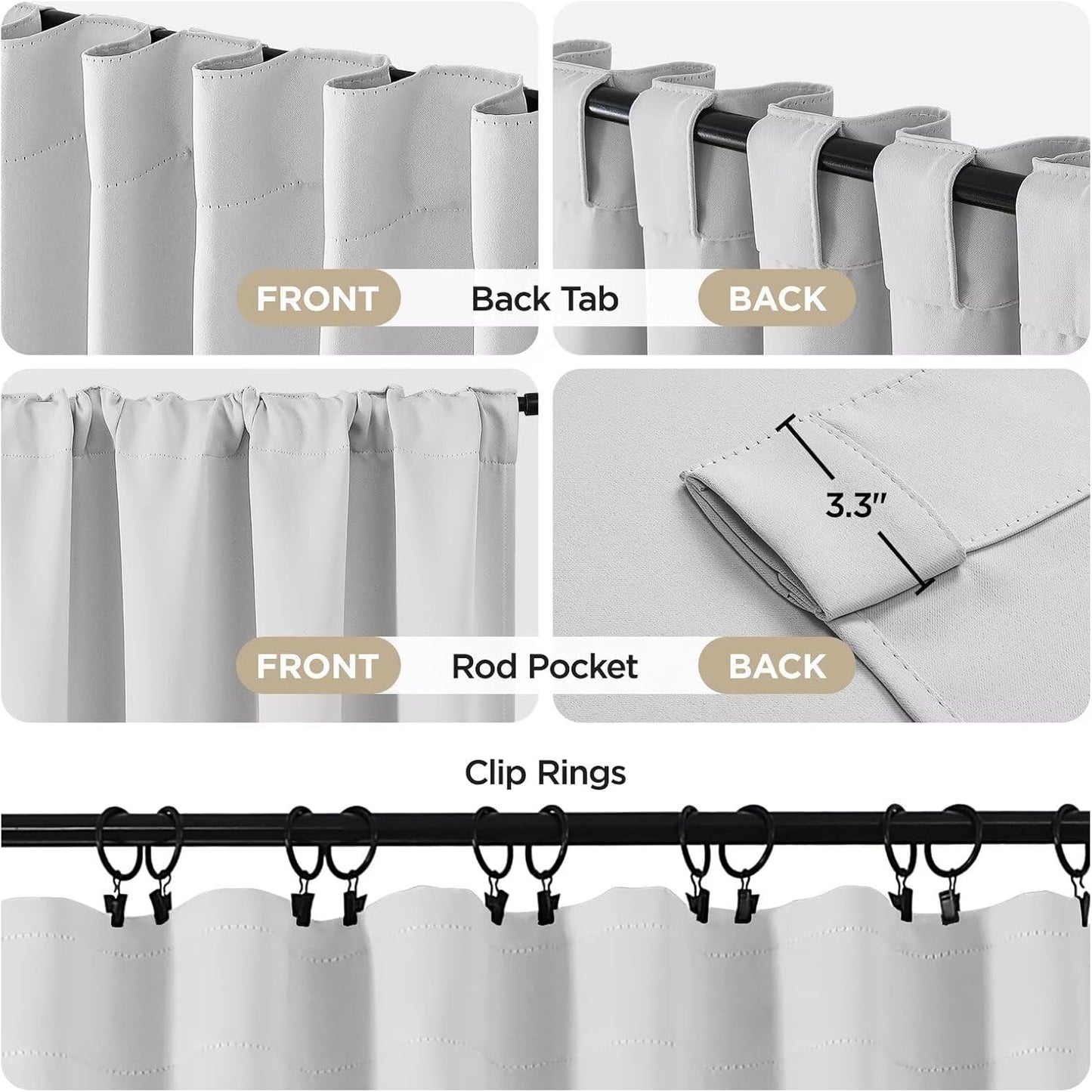 Joydeco 108 Inch 60% Blackout White Curtains 2 Panels,Elegant Soft Sheer Curtains for Bedroom,Thermal Insulated Black Out Drapes for Living Room,Rod Pocket Back Tab Drapes(W37xL108 Inch,Greyish White)