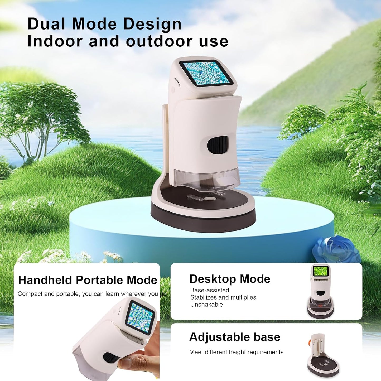 Microscope for Kids, 1000x Handheld, 2.0-inch Color Screen, Portable Educational Gift, Children's Microscope for 8-12 Year Olds