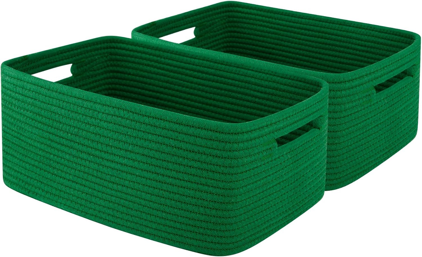 OIAHOMY Storage Basket for Shelves, Closet Cube Storage Bins Baskets for Clothes Blanket Towels, Baby Nursery, Toy Baskets Box, Woven Rope Basket, 15.75*11.81*7.09 IN, 2 Packs Green