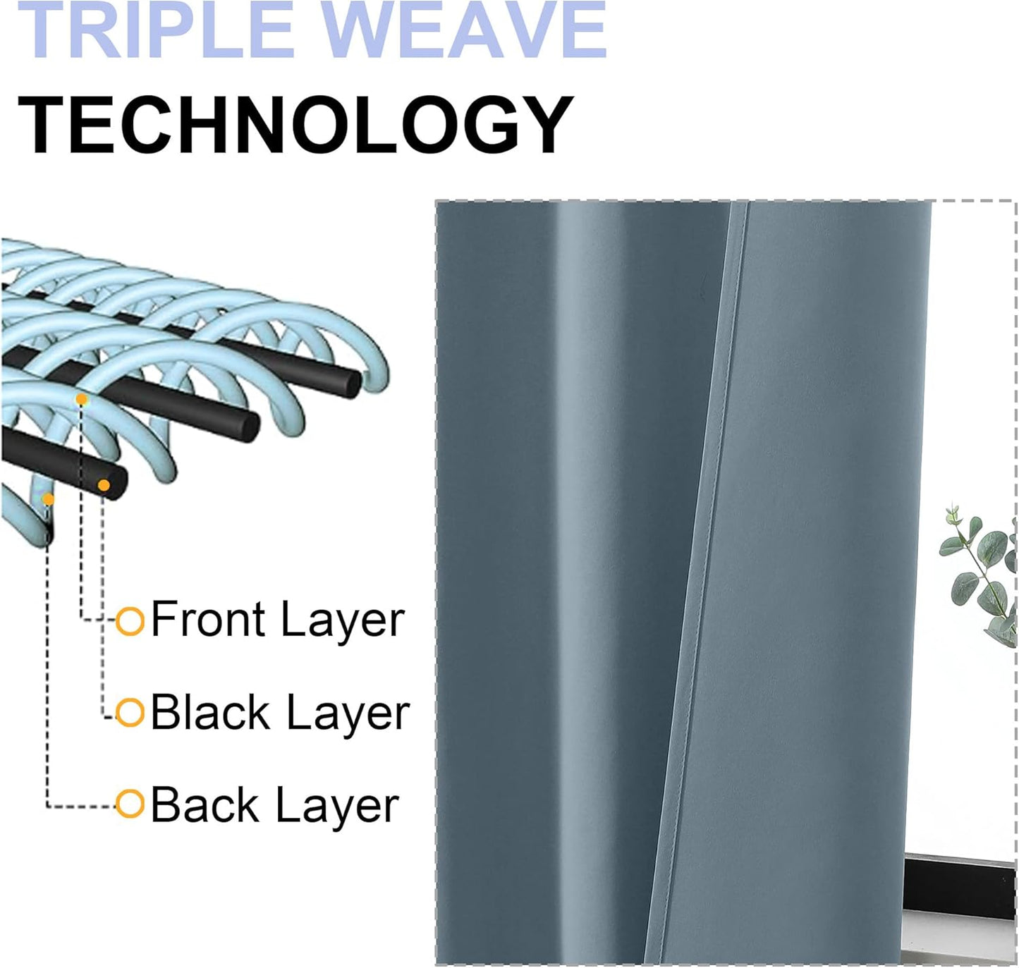Simplebrand Ava Stone Blue Blackout Curtains for Bedroom 84 Inch Length 2 Panels Set, Solid Thermal Insulated Privacy Living Room Window Treatment Curtains Blackout Drapes, W40 x L84 Inch, Stone Blue