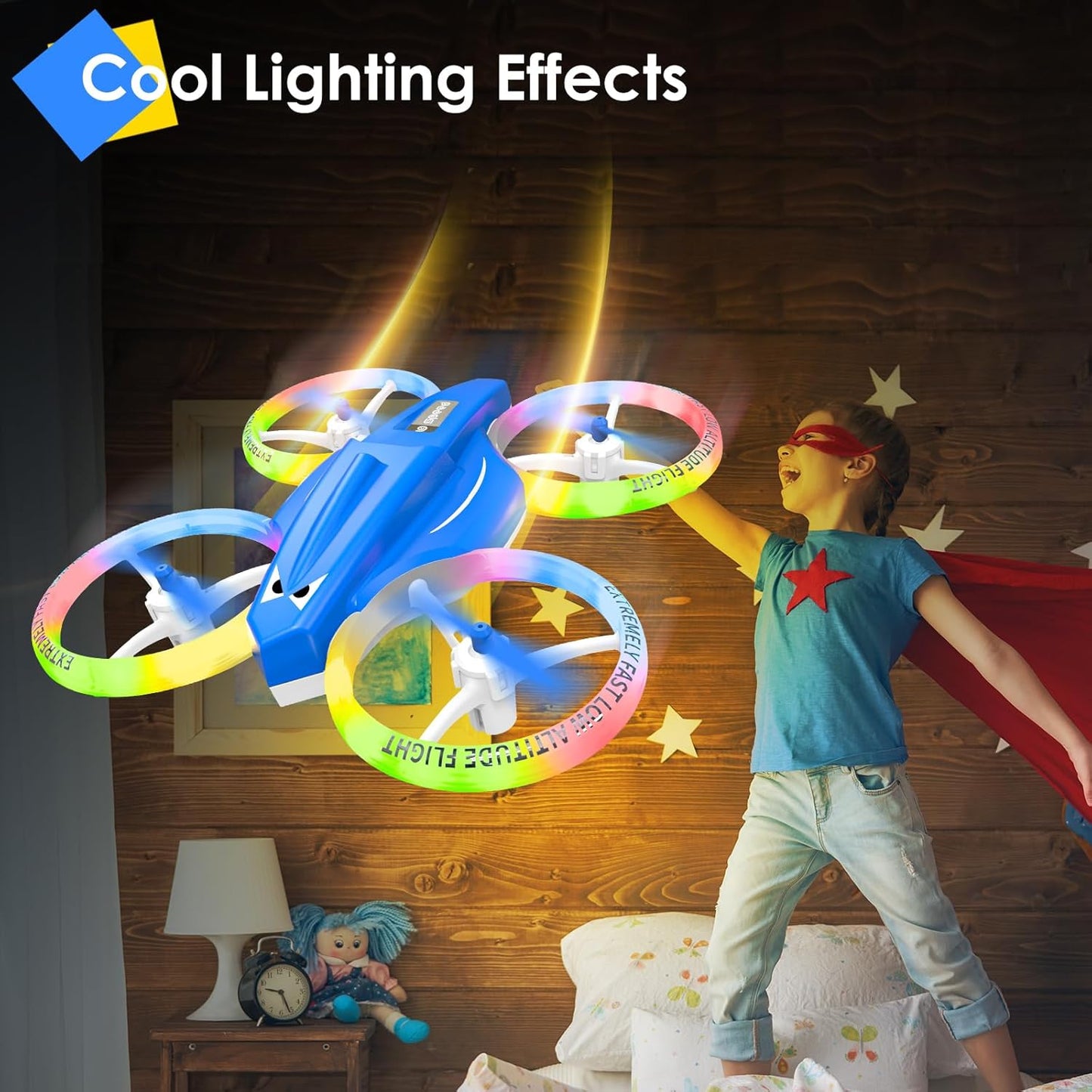 Drone, Mini Drone for Kid and Beginner with Led Light, Small Indoor Rc Drone with 360 Flip, 2 Batteries, One Key Take Off Landing, Kids Flying Toy Gift for Boy and Girl（Dark Blue)