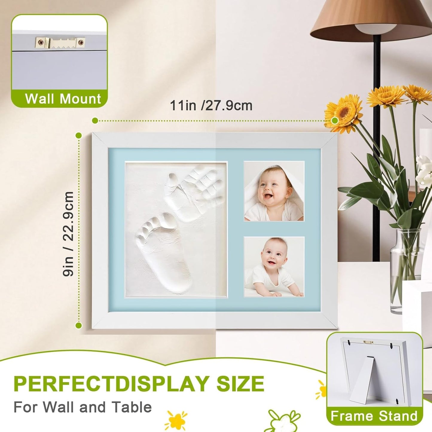 Baby Footprint and Handprint Clay Kit,Baby Hand and Footprint Kit,Clay Handprint Keepsake Frame,Newborn Keepsake Frame,Newborn Essentials Must Haves(black)