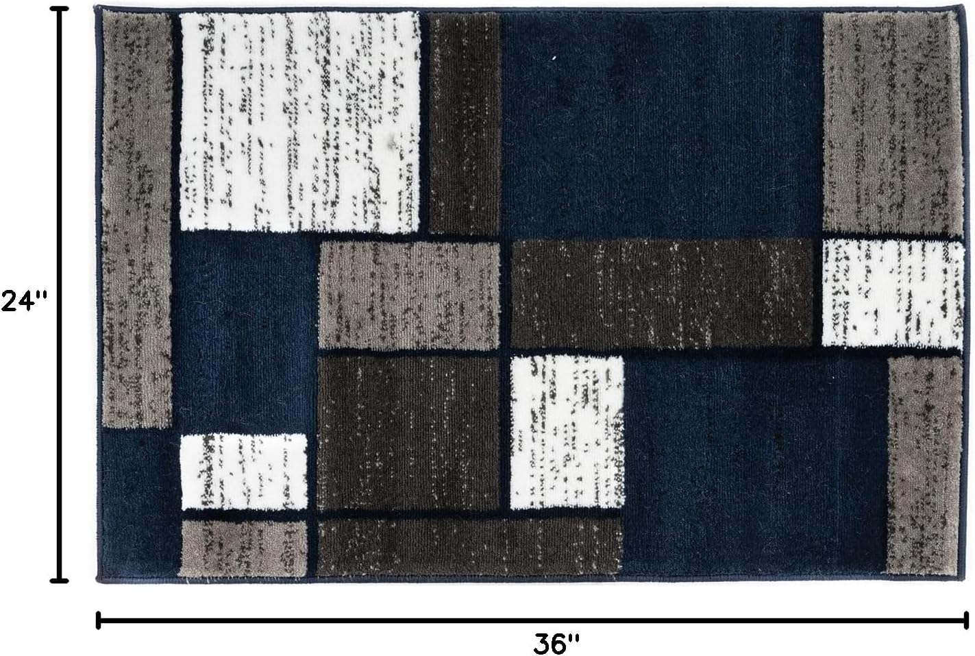 Rugshop Contemporary Modern Boxes Area Rug 2' x 3' Navy