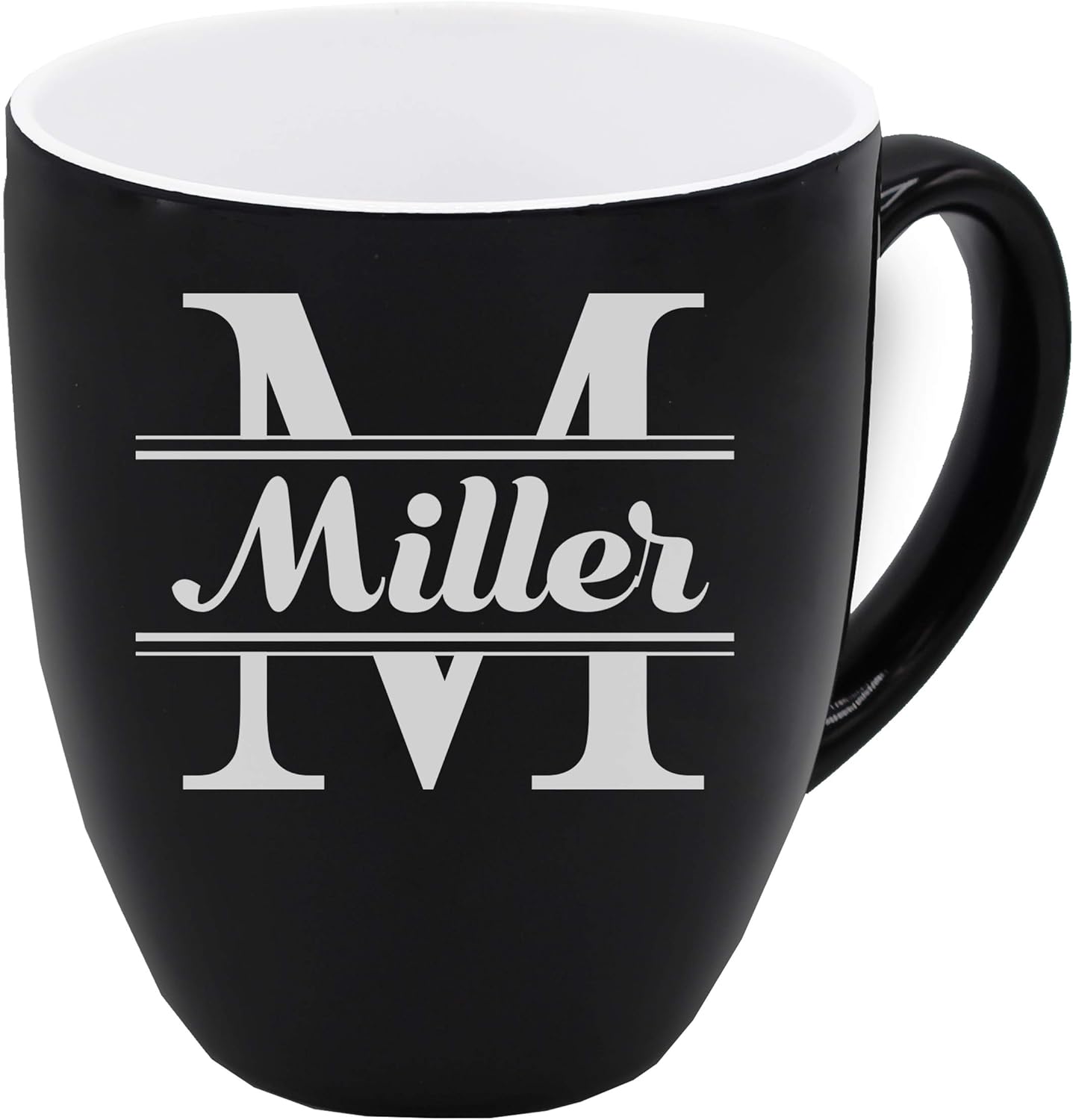 Custom Engraved Coffee Latte Mug - Personalized Coffee and Tea Cup (Black)