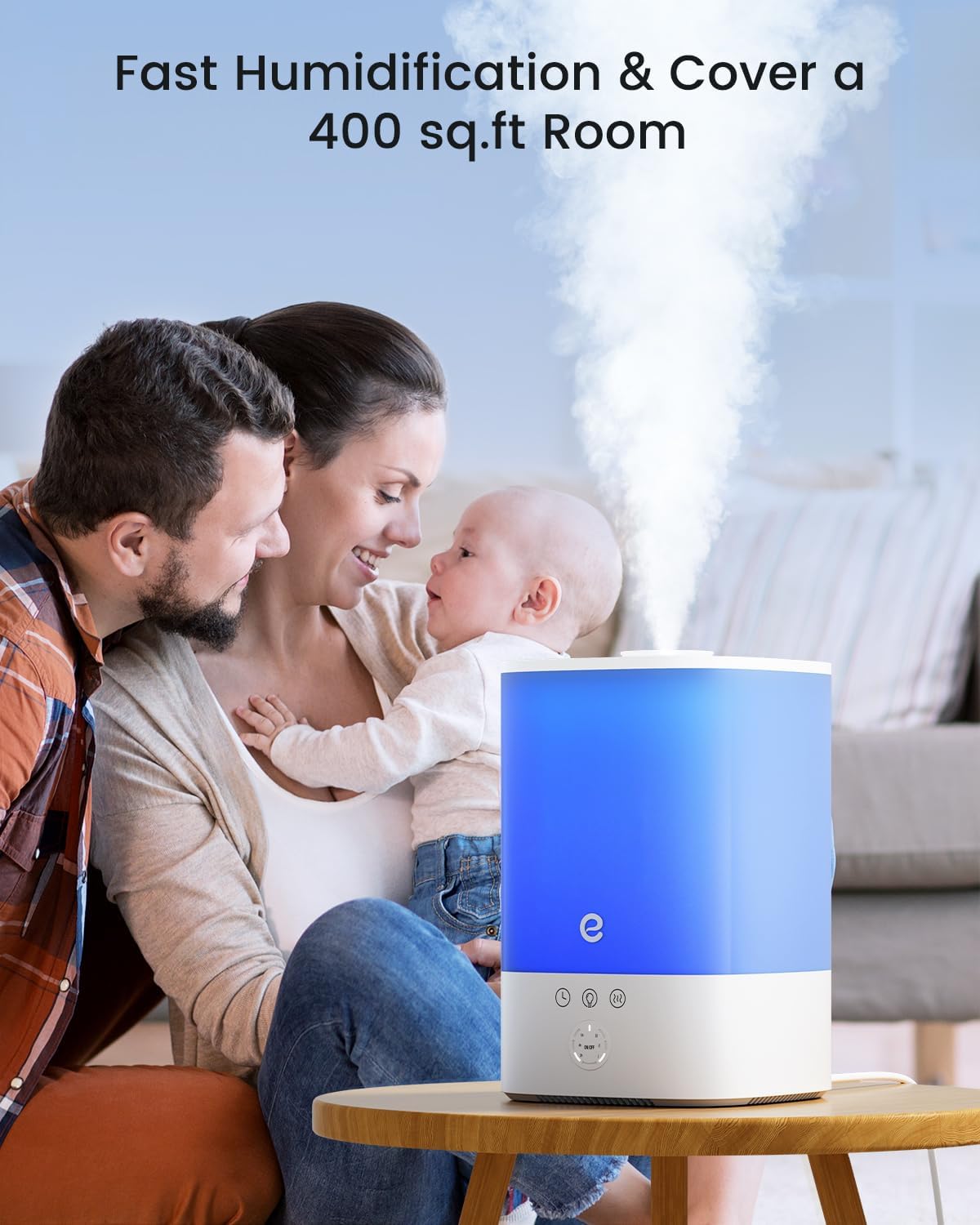 Esemoil Humidifiers for Bedroom, 3.5L Top Fill Cool Mist Humidifier for Baby Nursery & Plants, Oil Diffuser, 40 Hour & 8 Color Night Light, 28dB Quiet, 360° Nozzle, Auto Shut-Off and BPA Free