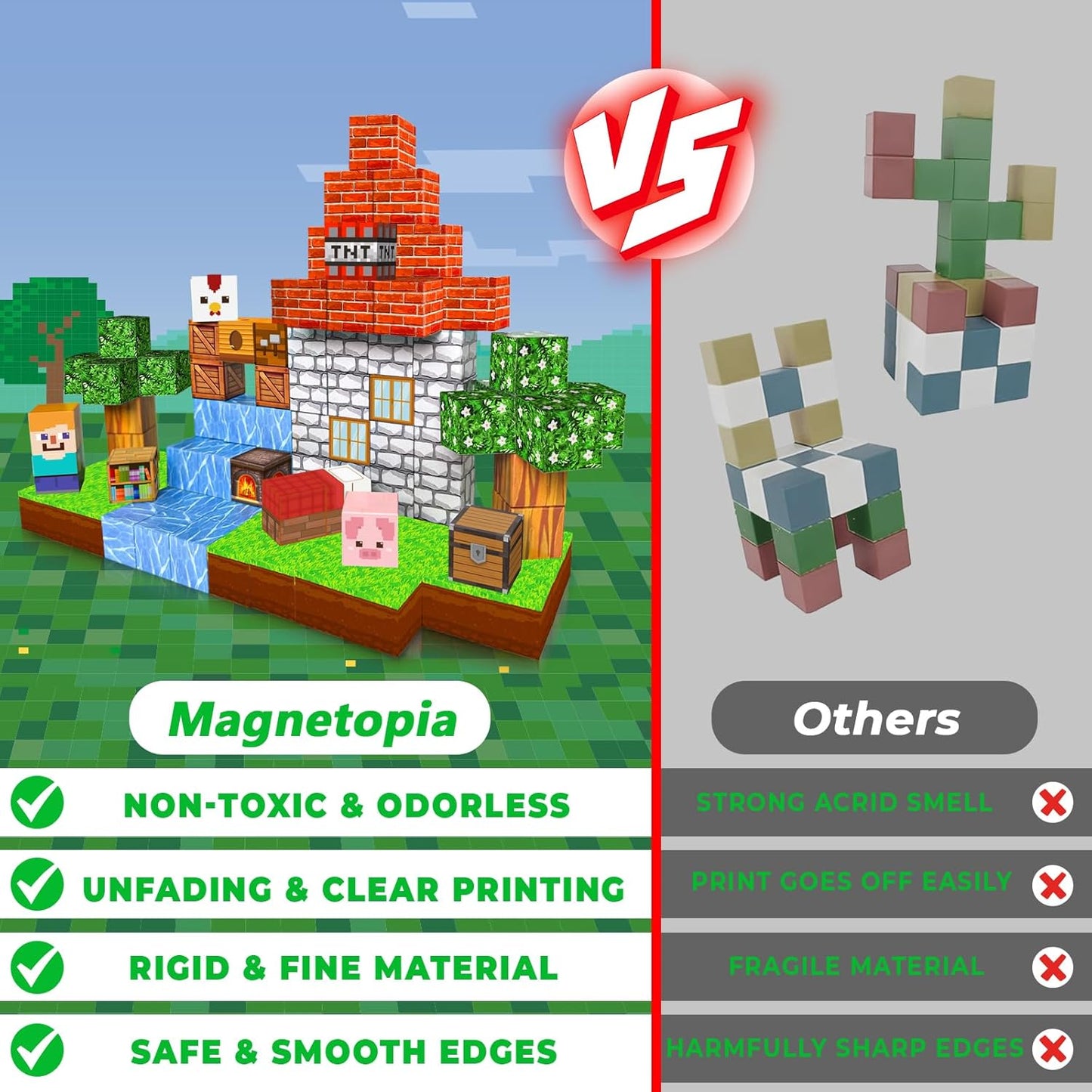 Magnetic Blocks - 100PCS Magnetic Building Blocks Cubes, Magnet Toys for Kids Age 3+, Toy Building Set for Kids, Magnets Stacking Construction Toys Birthday Gifts for Boys Girls Age 4-8, 8-12