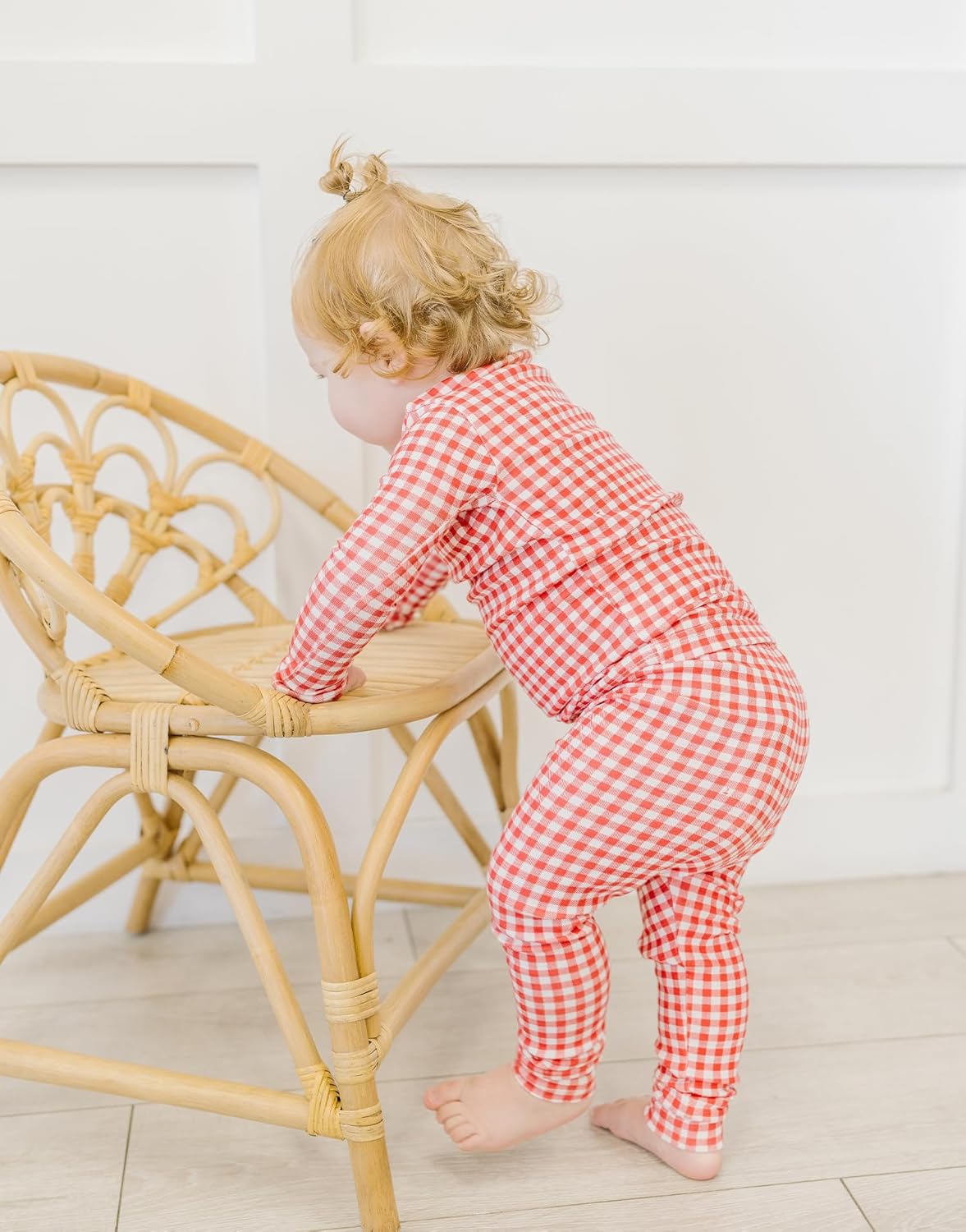 moimoln Plaid Check Soft Cotton Modal 6M-8Y Baby Toddler Long-Sleeve Snug-Fit Pajama Sleepwear Daily