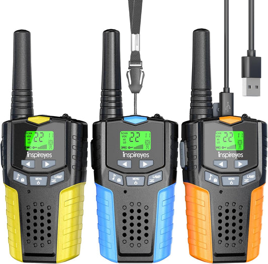 Walkie Talkies for Kids Rechargeable,Toys for Boys and Girls Ages 3-12, 3 Pack Long Range 2-Way Radios, Birthday Gifts,Christmas Stockings, Outdoor Play, Family Games, Hiking Camping Gear