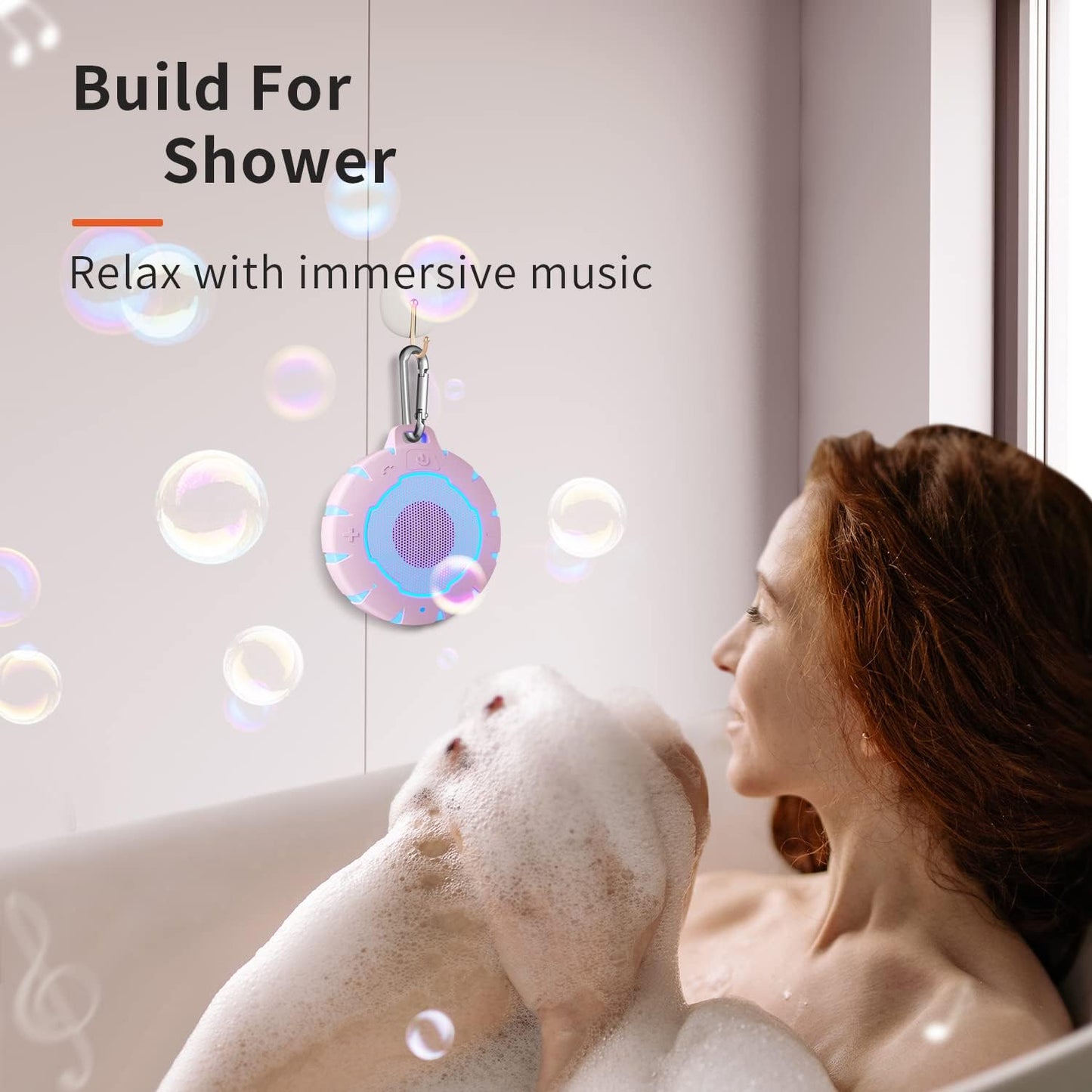 HEYSONG Waterproof Shower Bluetooth Speaker, Durable & Portable with Clear Sound, Ideal for Shower, Pool, Beach & Kayaking – Great Gift for Girls, Women