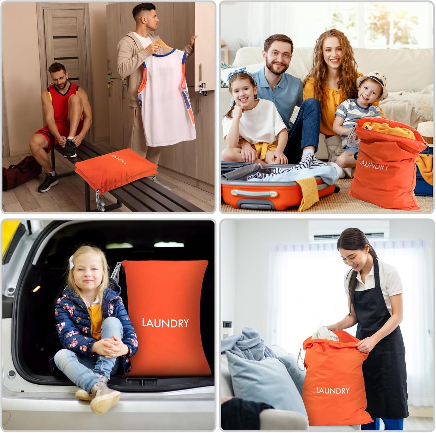 MissBoy 2 Pack Laundry Bags, Nylon Washable Wet Dry Bag, Travel Laundry Bags for Dirty Clothes, Dirty Clothes Organizer Bag for Home, College Dorm Laundromat