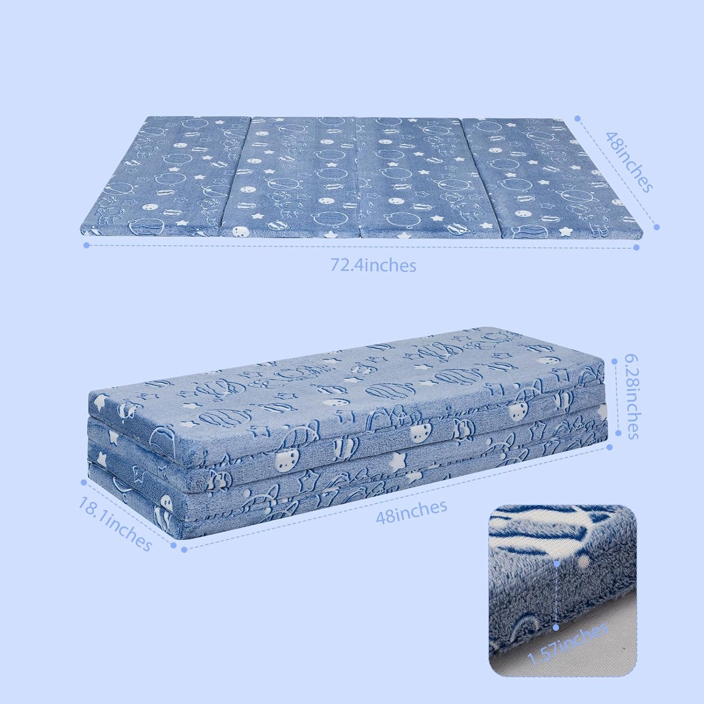 MeMoreCool Kids Floor Futon Mattress Large 6x4 FT, Thicken Foam Tatami Mattress for Children Play Area, Foldable Sleeping Pad Crawling Tatami Mat for Playroom