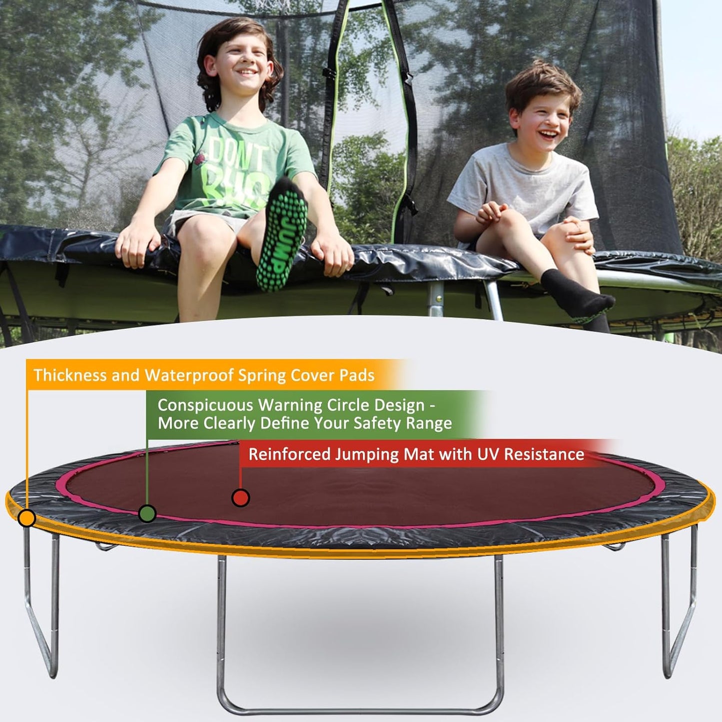 Trampoline for Kids, Heavy Duty Recreational Trampolines Toddler Trampoline with Enclosure Net Ladder Indoor Outdoor Trampoline CPC Approved