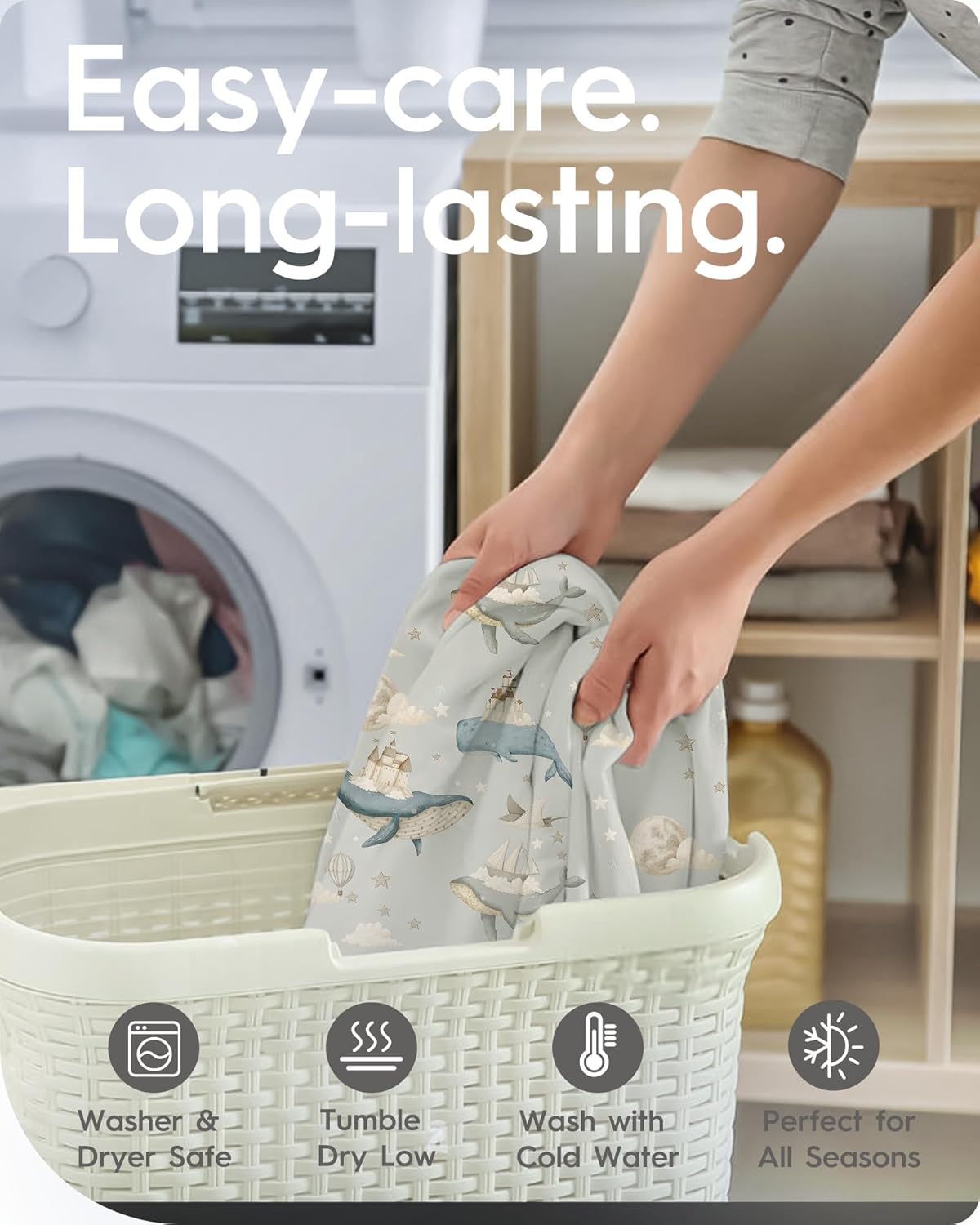 Premium Soft Boho Changing Pad Covers for Girls & Boys - Stretchy Jersey Sheets - Fits Standard Changing Tables - 2 Pack (Whale Dreams)