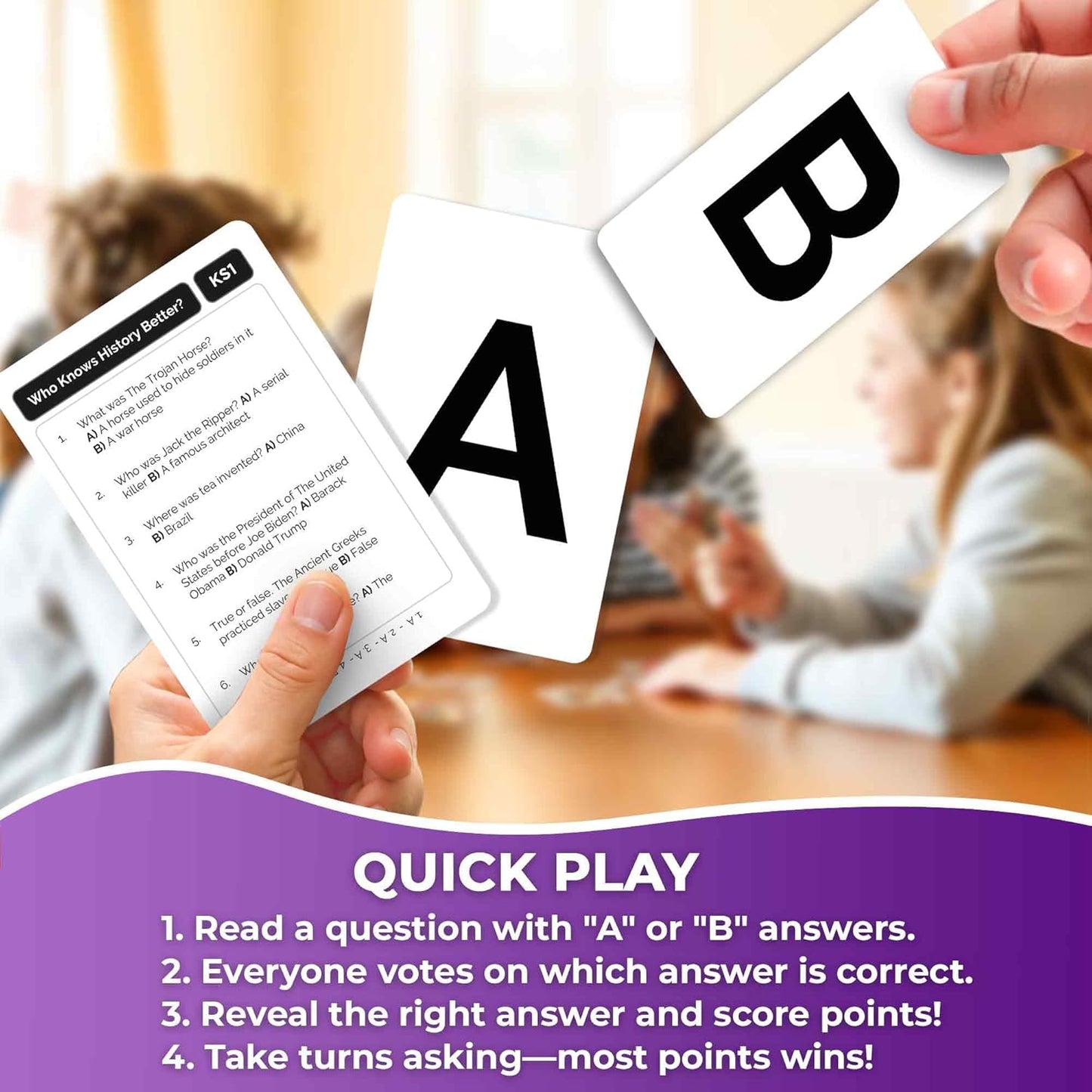 QUOKKA Who Knows Better? - History - Family Card Trivia Game | Fun Learning & Educational Questions for Families | Suitable for Boys & Girls