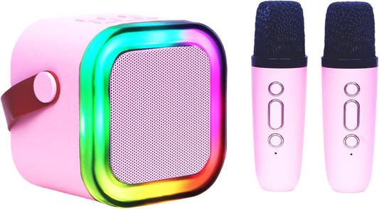 Mini Karaoke Machine for Kids Adults with 2 Wireless Microphones Portable Bluetooth Speaker with Microphone,Toys Birthday Gifts for Girls Ages 4, 5, 6, 7, 8,12+ Toddler Teens