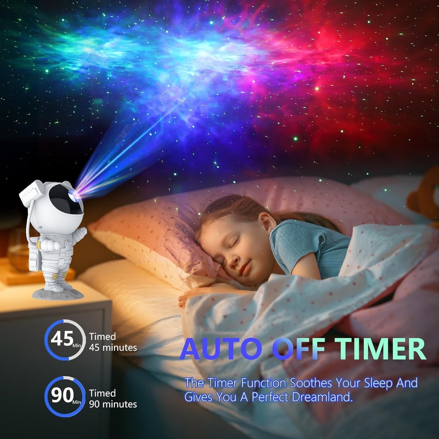 Astronaut Galaxy Projector Night Light,Star Projector Galaxy Light with Nebula,Starry Ceiling LED Lamp Space Buddy Projector with Timer and Remote for Bedroom,Kids Room Decor, Birthdays Gift(White)