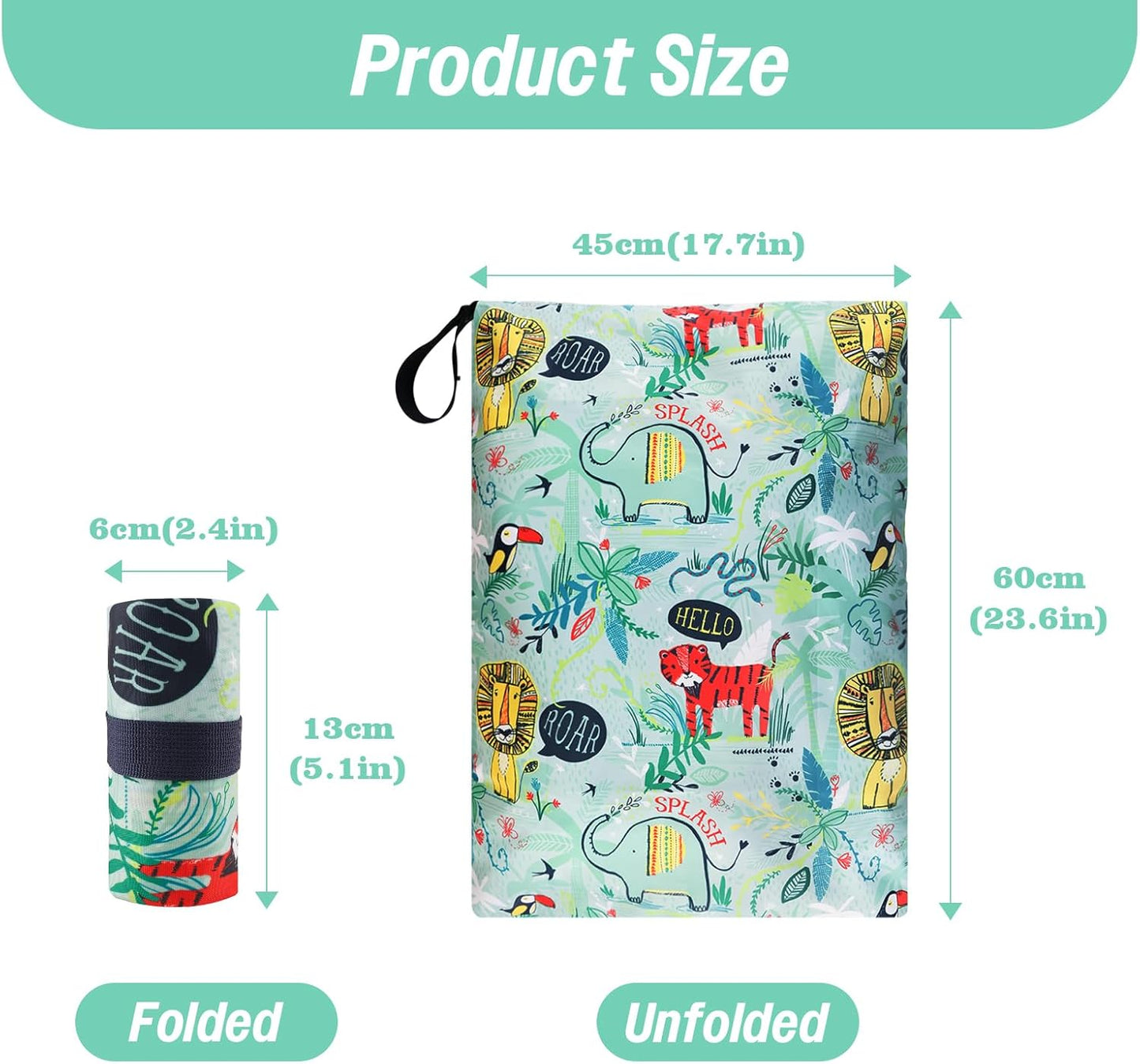 MissBoy Laundry Bags, 2 Pack Waterproof Travel Laundry Bag, Reusable and Washable Dirty Clothes Storage Bag with Zip Closure for Home, Travel, Camping, Caravan, Dormitory, 24"x17"