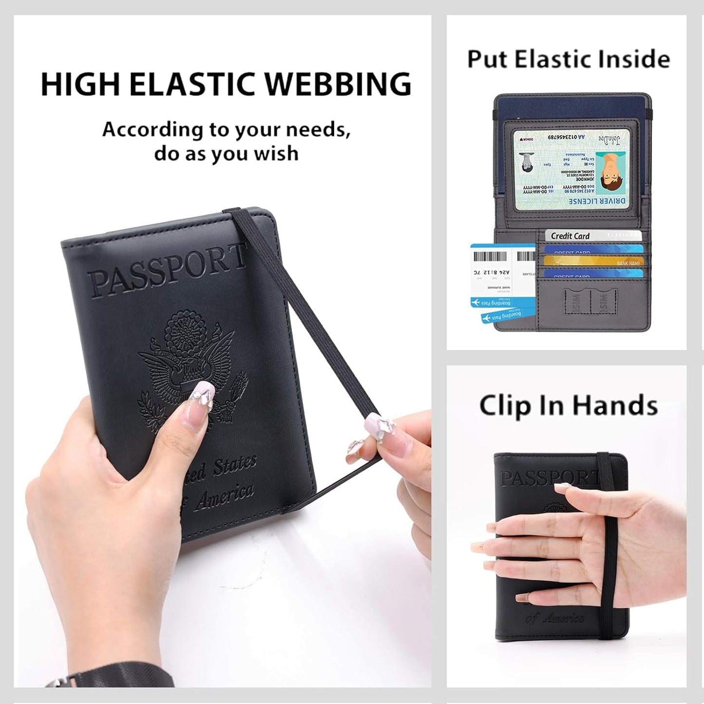 Melsbrinna Rfid Passport Holder for Travel women/Men, Cute Passport Wallet Rfid Blocking Card Slots, Rfid Passport Cover/CaseTravel Wallet, Passport Book Holder (1, Black3)