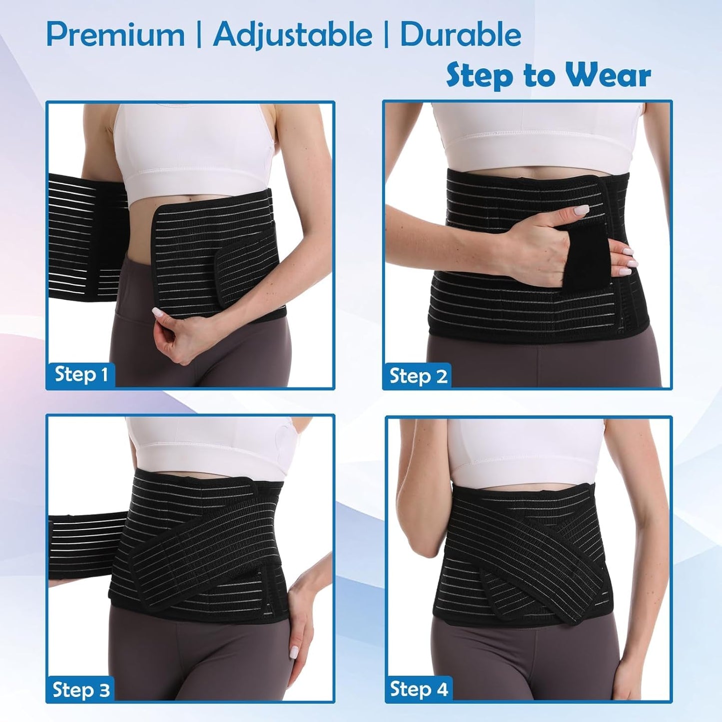 Paskyee Postpartum Belly Band, Abdominal Binder Post Surgery Belly Wrap, C Section Recovery Must Haves, Girdle for Postnatal Care, Waist/Pelvis Belt for Back Pain Relief Black L/XL