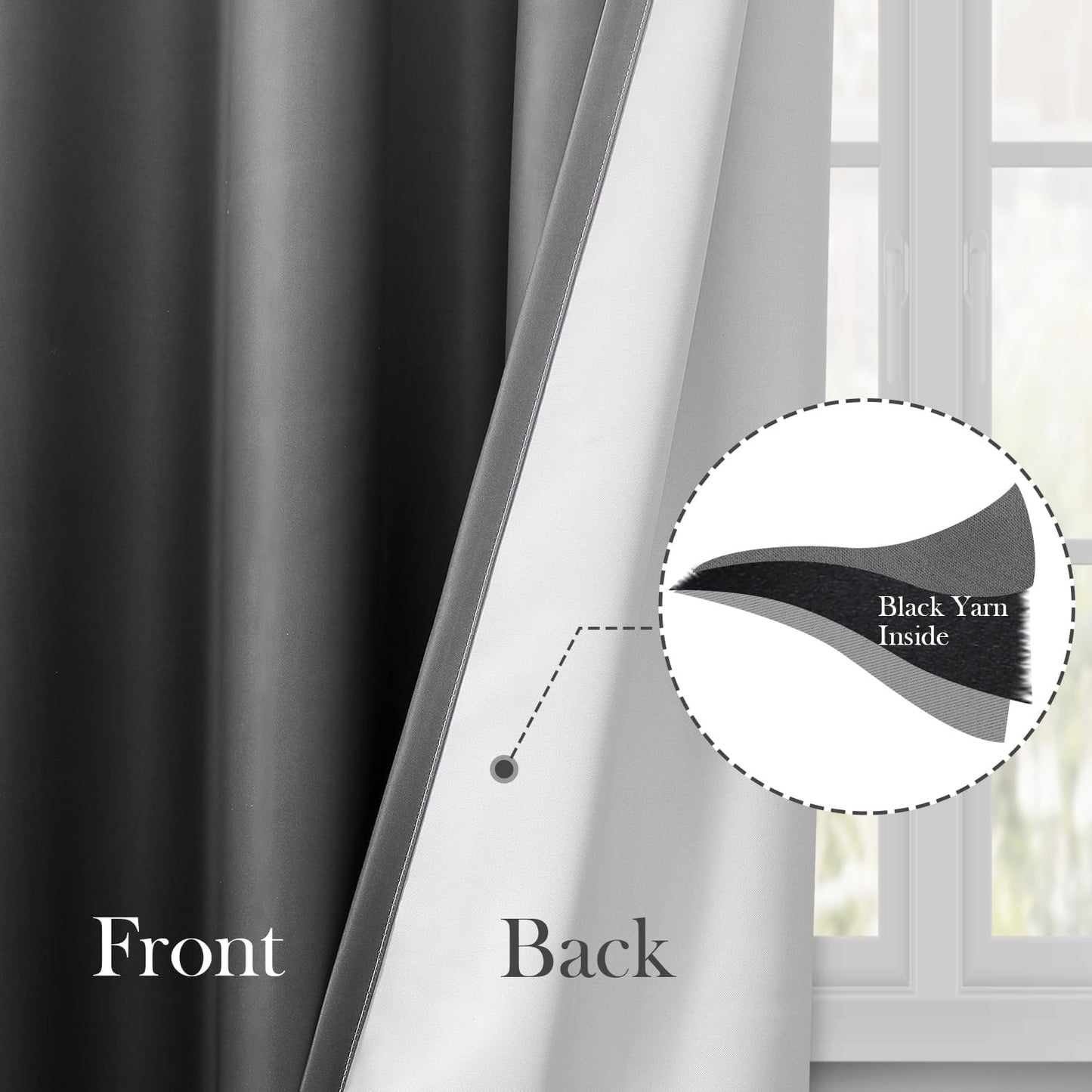 HOMEIDEAS Grey Gray Ombre Blackout Curtains 52 X 84 Inch Length Gradient Room Darkening Thermal Insulated Energy Saving Grommet 2 Panels Window Drapes for Living Room, Bedroom