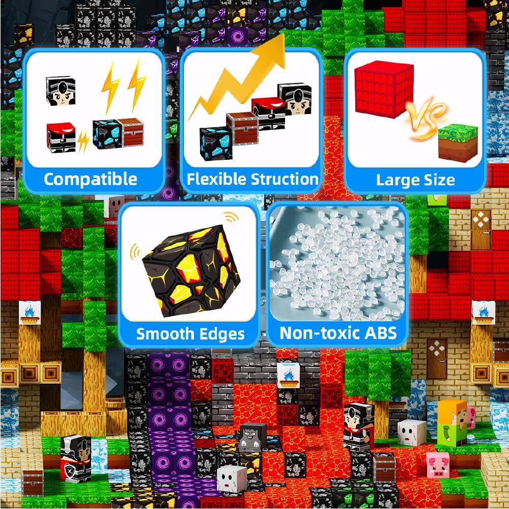 150Pcs Magnetic Building Blocks Set, Kids Sensory Toy for Toddlers STEM Learning, Construction Magnet Blocks Stacking Toy for Kids