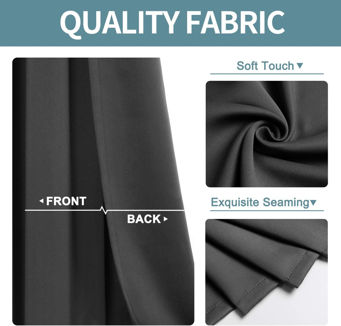 ChrisDowa Blackout Curtains 102 Inches Long 2 Panels Set for Living Room, Grommet Thermal Insulated Room Darkening Curtains for Bedroom (Dark Grey, 52 x 102 Inch)