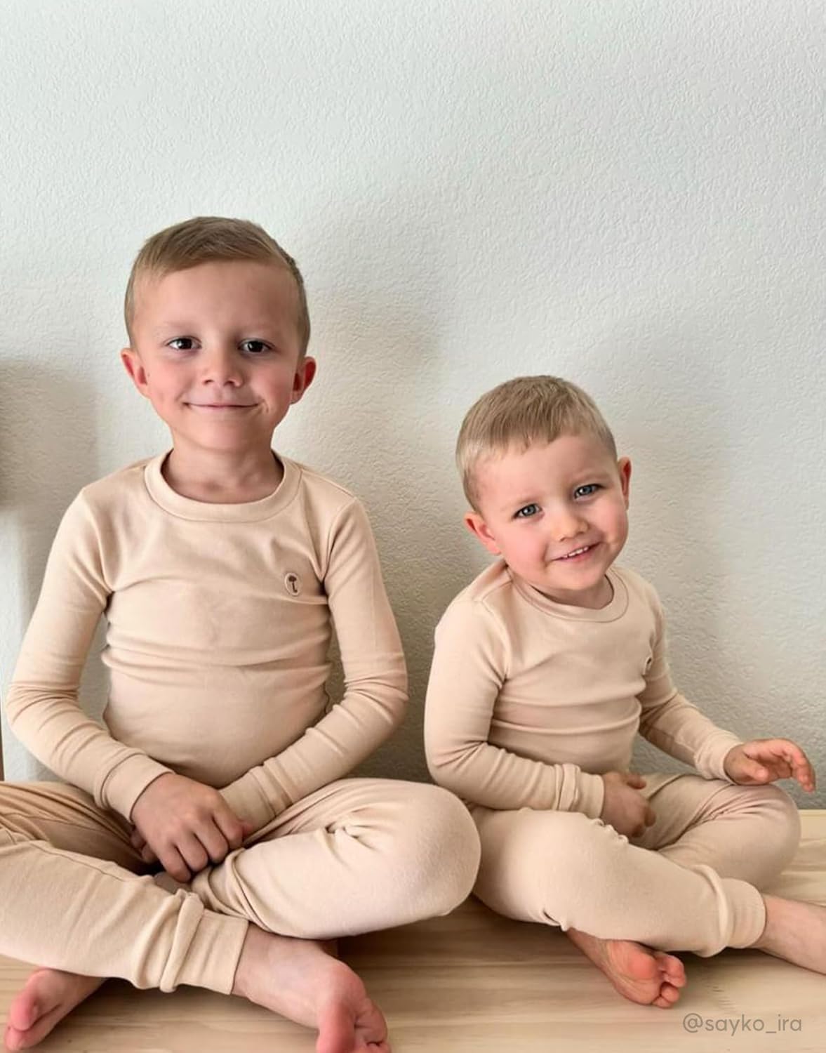 moimoln 6M-8Y Modal Cotton Solid Soft Breathable Baby Toddler Boys Girls Snug fit Pjs Long Sleeve Pajamas Set Sleepwear Daily