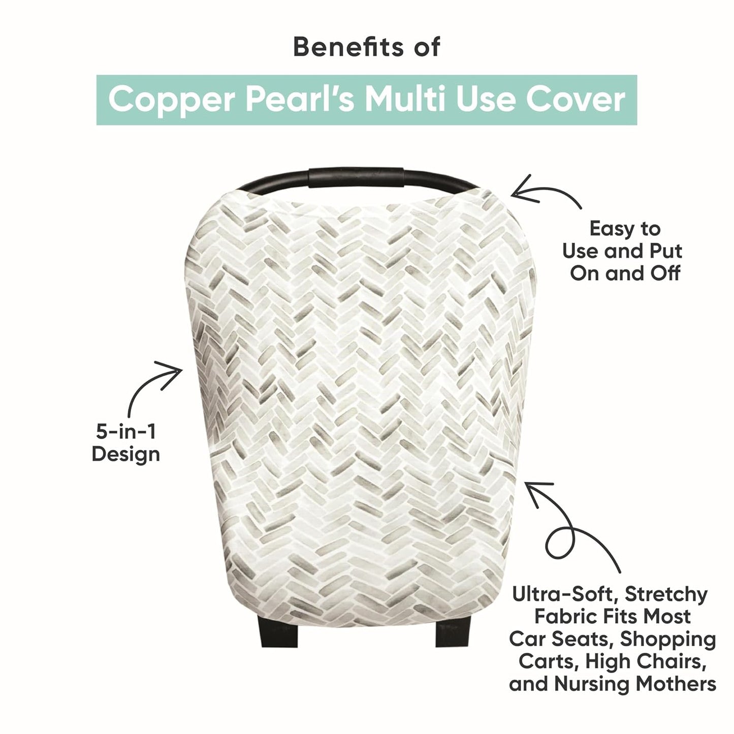 Copper Pearl Multi-Use Cover: Car Seat Covers, Nursing Cover, and Stroller Cover for Sun - Stretchy Fabric, All-Season Use, Stylish Designs, Easy Access for Moms - Mara