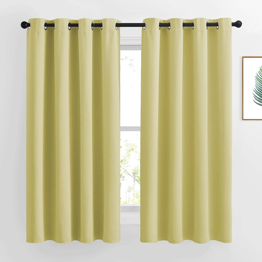 NICETOWN Room Darkening Curtains for Living Room - Functional Room Darkening Drapes/Panels for Bedroom, Thermal Insulated, Privacy Assured (Set of 2, 52 x 63 inches in Paler Yellow)