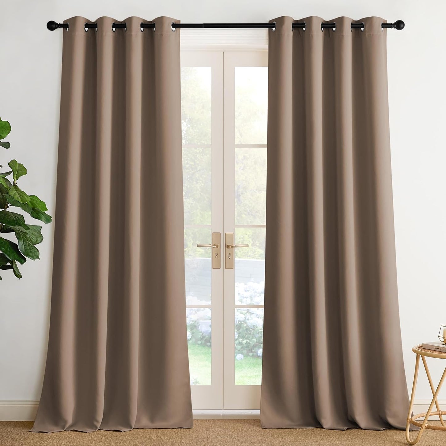 NICETOWN Cappuccino Blackout Curtains for Bedroom 90 inches Long, Thermal Insulated Grommet Curtains for Living Room, Noise Reducing Window Treatment Drapes for Nursery, Laundry, 2 Panels, W52