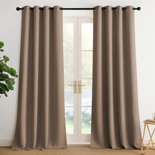 NICETOWN 102 Inch Long Curtains for Bedroom 2 Panels Set, Cappuccino Thermal Insulated Grommet Curtains for Living Room, Noise Reducing Window Treatment Drapes for Nursery, 2 Panels, W52