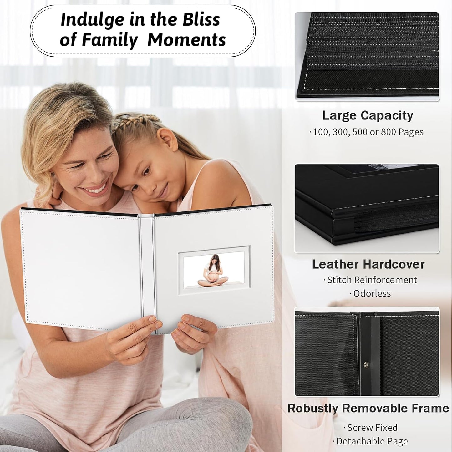 Popotop Photo Album 4x6 800 Pockets with Leather Hardcover Cover, Large Photo Album Binder Book with 80Pcs Pages for Family Travel Wedding Baby Gifts