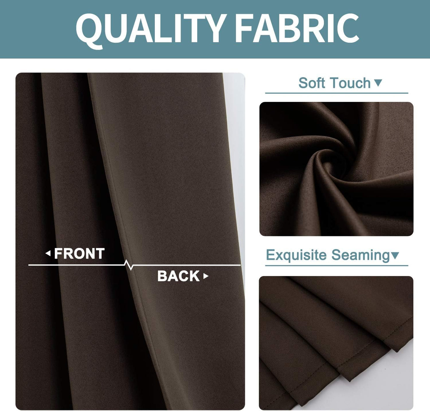 ChrisDowa Grommet Blackout Curtains for Bedroom and Living Room - 2 Panels Set Thermal Insulated Room Darkening Curtains (Brown, 52W x 95L)