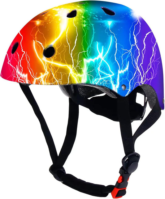 Adjustable Color Gradient Skateboard Helmet for 3-5-8-14+Ages【Toddler Kids Youth Adult】 Girls Boys Woman.Bike Helmet for Multi-Sports Cycling Bicycle Scooter Inline Roller Skate Rollerblading