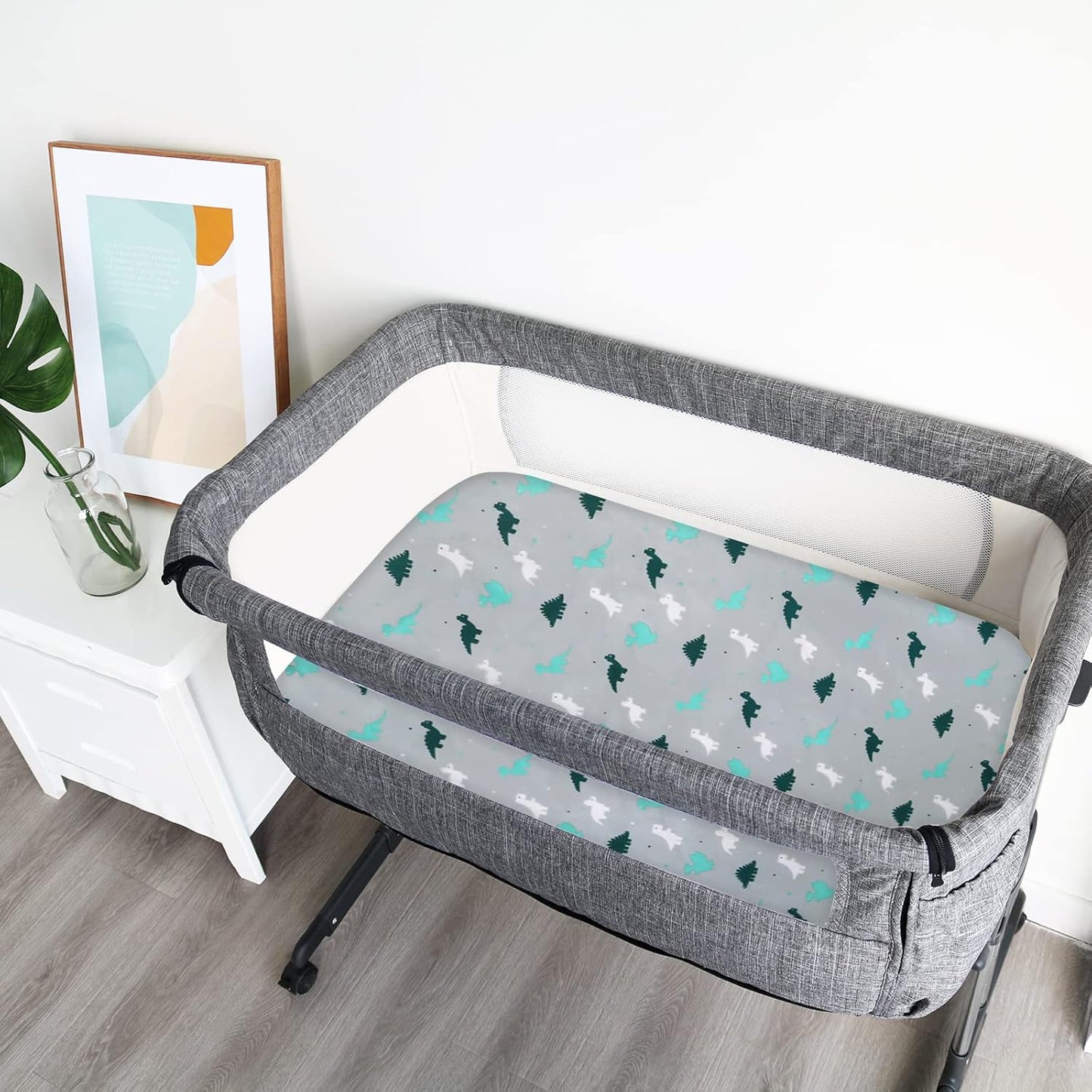 Bassinet Sheet 4 Pack for Baby Boys or Girls, Bassinet Sheets Ultra Soft Universal Fit for Most Rectangle, Oval, Hourglass Bassinet Mattress, Bassinet Sheets, Grey