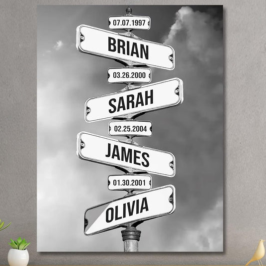 Personalized Father's Day Family Names Street Custom Multi-Name Date of Birth Vintage Street Sign Happy Fathers Day Poster Canvas Wall Art Best Gifts for Dad Husband from Daughter Son Wife Kids #20