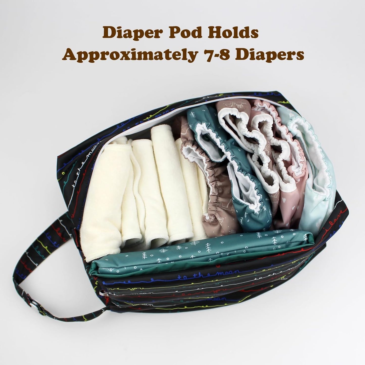 Mama Koala Waterproof Diaper Pods for Baby Items, Cloth Diapers, Swimsuits, Travel, Gym Clothes, Beach, Pump Parts, Toiletries, 2 Pack(DP-Love You)