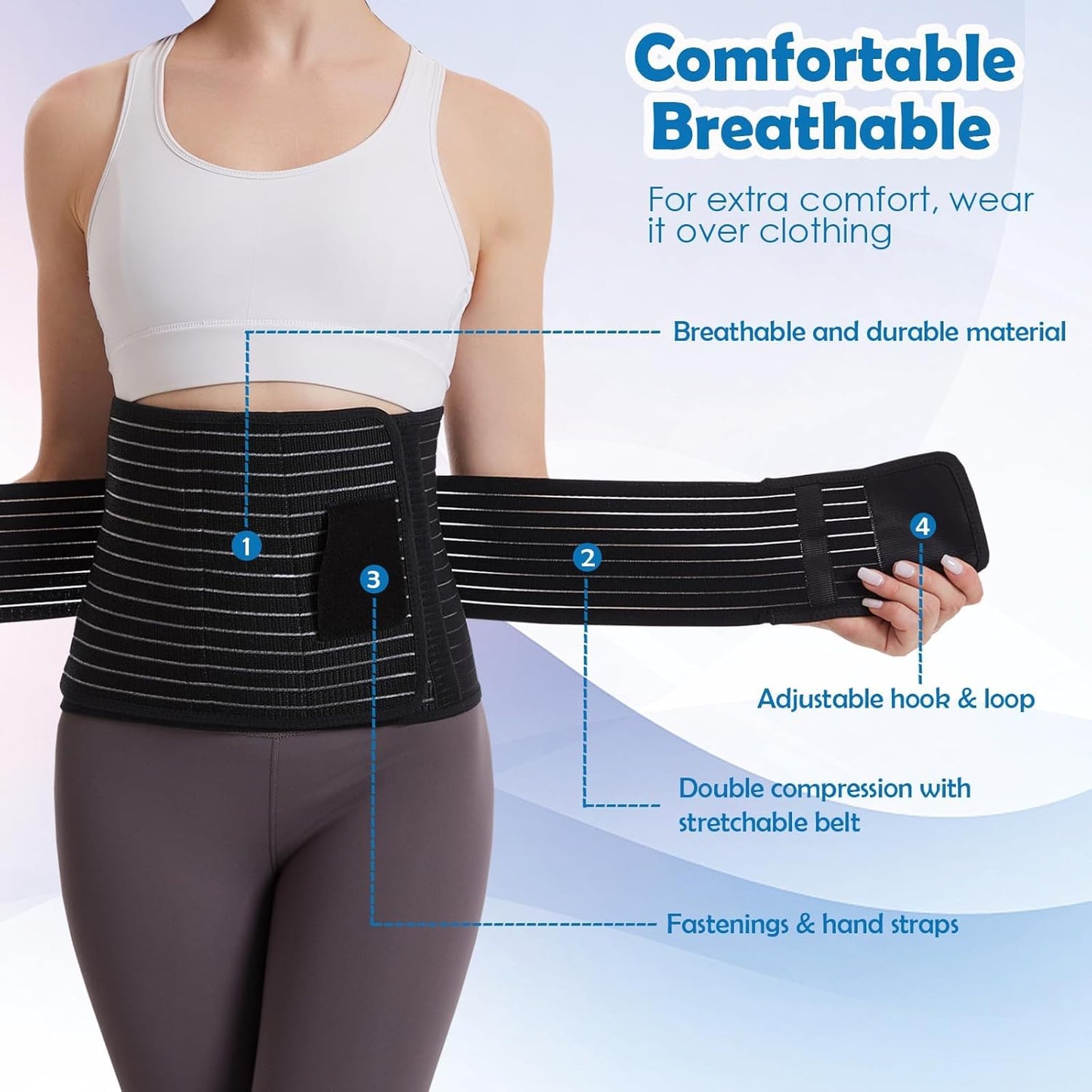 Paskyee Postpartum Belly Band, Abdominal Binder Post Surgery Belly Wrap, C Section Recovery Must Haves, Girdle for Postnatal Care, Waist/Pelvis Belt for Back Pain Relief Black L/XL