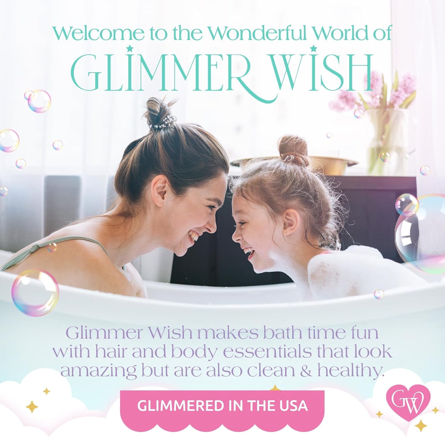 Glimmer Wish Unicorn Kids Body Wash, Gentle Cleanser and Moisturizing Sulfate Free Body Wash, Skin Care for Kids, Vanilla Cotton Candy, 12 Fl Oz