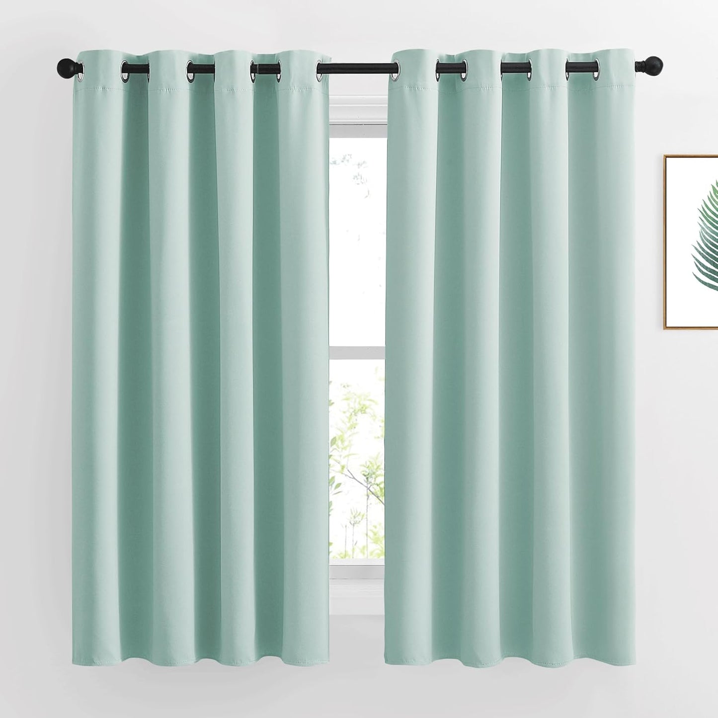 NICETOWN Aqua Blue Room Darkening Curtains - Window Treatment Thermal Insulated Grommet Room Darkening Curtains/Drapes for Bedroom (2 Panels, W52 x L63, Aqua)