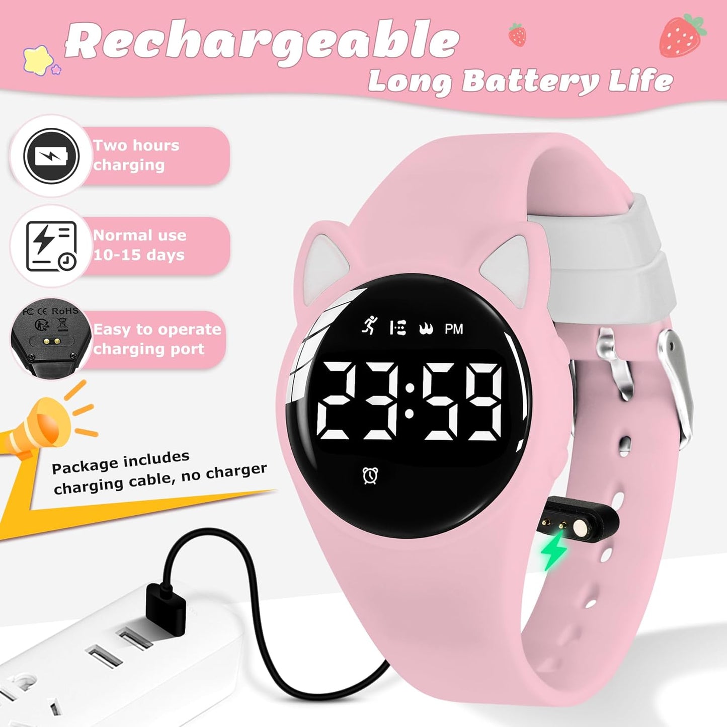 Kids Watches for Girls Boys Digital Sport Watch with Step Counter Pedometer Vibration Alarm Clock, No App Waterproof Fitness Tracker Kids Watch Boys Girls Teens Students Ages 5-16