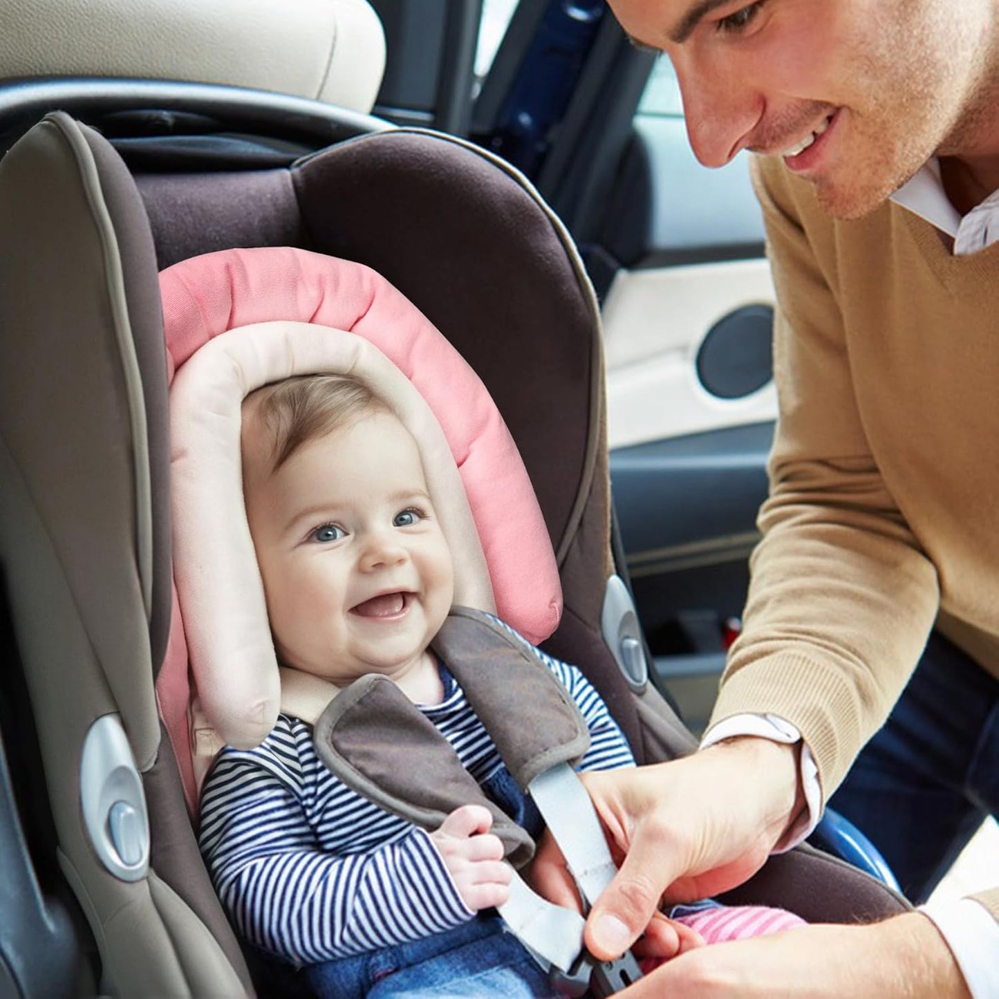 COOLBEBE Upgraded 2-in-1 Babybody Supports for Newborn Infant - Extra Soft Breathable Car Seat Insert Cushion Pad, Perfect for Carseat, Stroller, Swing, Bouncer, Pink