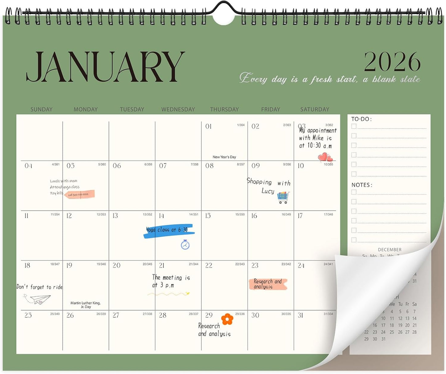 Wall Calendar 2026-2027, 18 Month Large Desk Calendar from January 2026 to June 2027 14.5" x 11.8" Monthly Calendar with Twin-Wire Binding for Home Office Planning Organisers, Simple Style