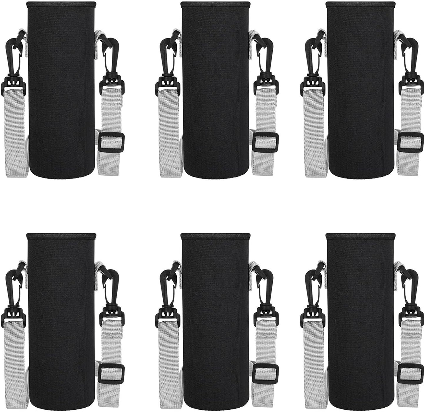 Rtteri 6 Pcs Neoprene Water Bottle Carrier Bag with Adjustable Shoulder Strap 32oz Insulator Water Bottle Cover Holder Cooler Sleeve for Stainless Steel/glass/plastic (Black)