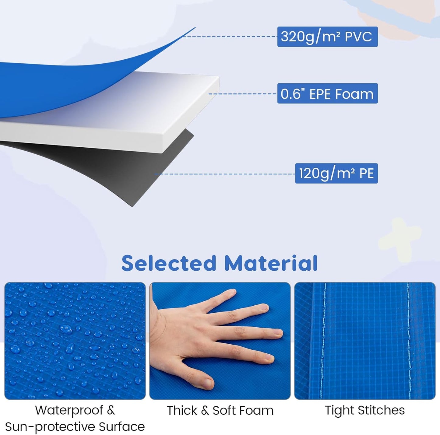 Giantex Trampoline Pad, 8ft 10ft 12ft 14ft 15ft 16ft Trampoline Replacement Safety Pad, No Holes for Pole, Waterproof Trampoline Accessories Spring Cover